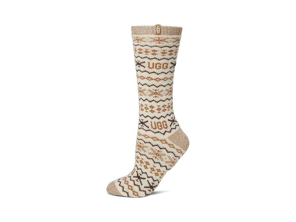 UGG Keavy Cozy Crew Men's Crew Cut Socks Shoes Chestnut Uggisle, Acrylic | Zappos