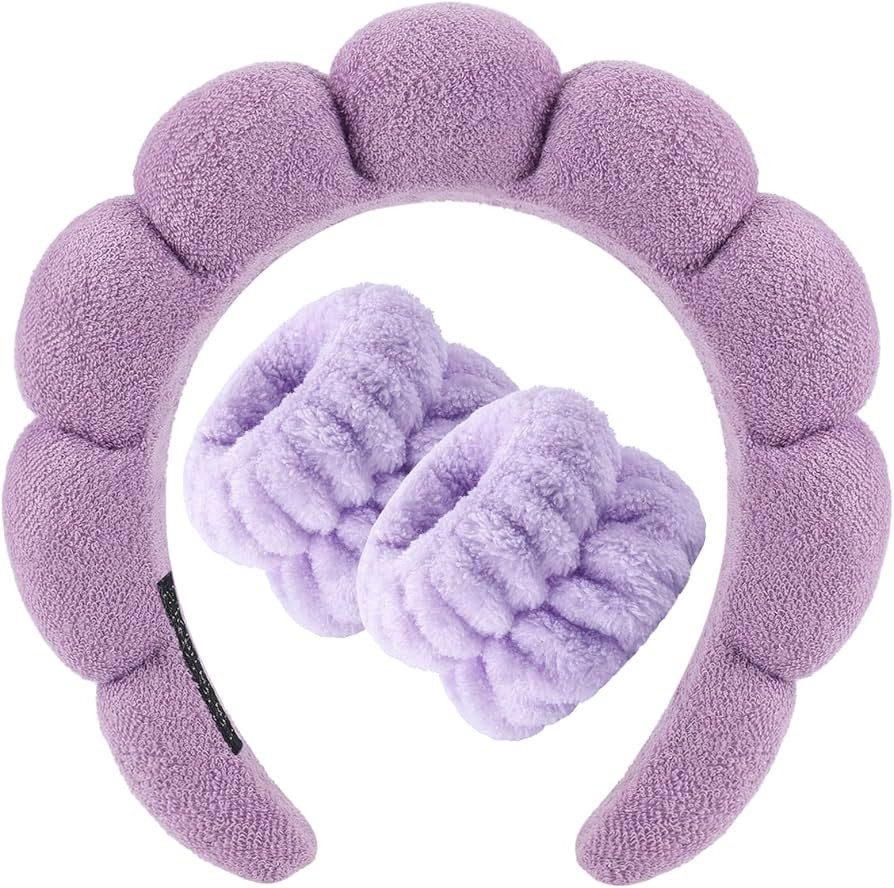 Zkptops Spa Headband for Washing Face Wristband Set Sponge Makeup Skincare Headband Terry Cloth B... | Amazon (US)