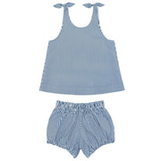 girls navy stripe tie knot bloomer set | minnow