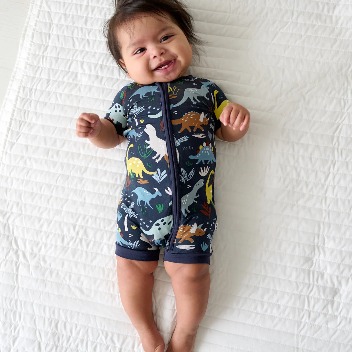 Navy Jurassic Jungle Shorty Zippy | Little Sleepies