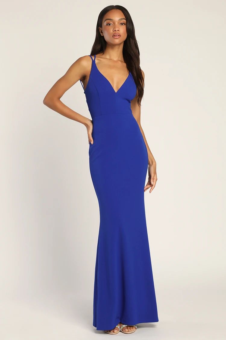 All this Allure Royal Blue Strappy Backless Mermaid Maxi Dress | Lulus (US)
