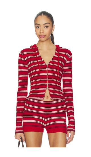 Heritage Cloud Knit Hoodie in Strawberry Stripe | Revolve Clothing (Global)