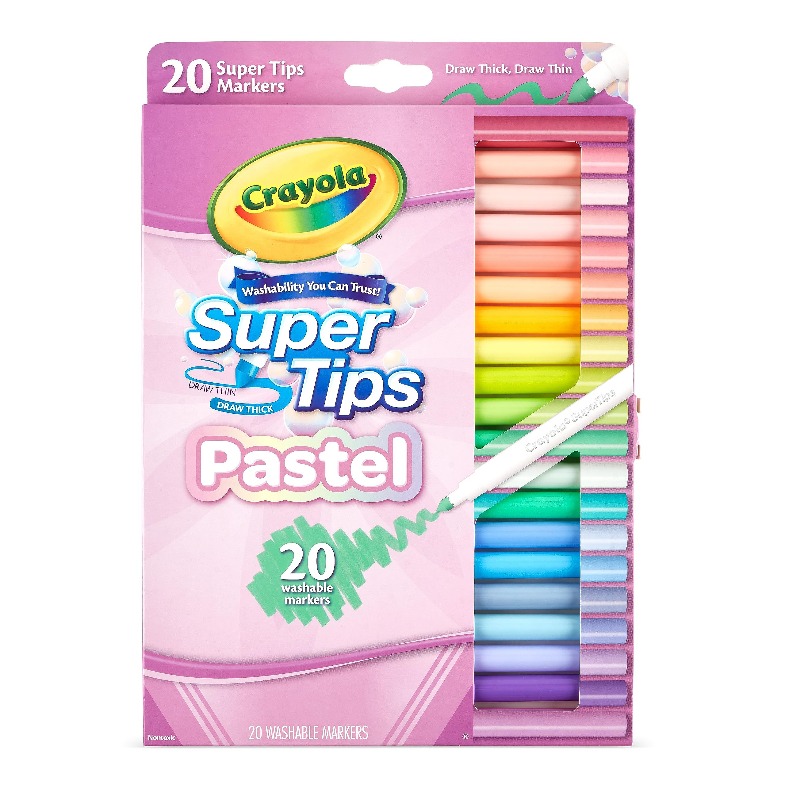 CRAYOLA Pastel- Super Tips Washable Medium Tip Markers - Pack of 20, for School and Leisure, Asso... | Amazon (CA)