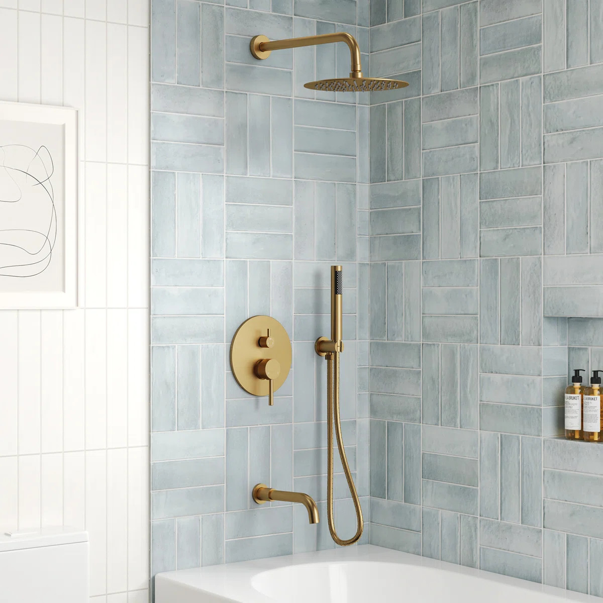 10-Inch High-Pressure Rainfall Shower System, Tub Faucet Set with Pressure Balanced Valve SF10-3F... | Wayfair North America