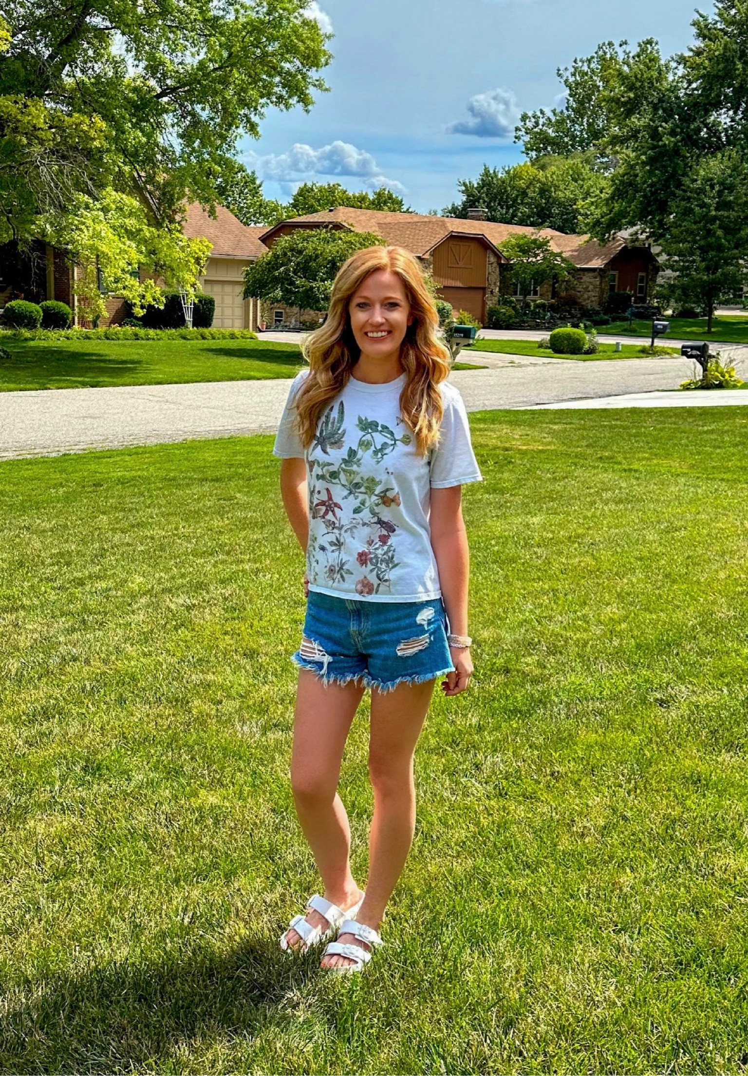 Summer Styles on Sale 🚨 always love a good graphic tee paired with denim shorts or jeans! Linked same styled tees here that are marked down! AND the shorts I’m wearing are high rise and true to size fit • i’m in my regular size 25 in the pair linked & in the “let it be fun” color. 

#LTKsalealert #LTKSeasonal #LTKstyletip