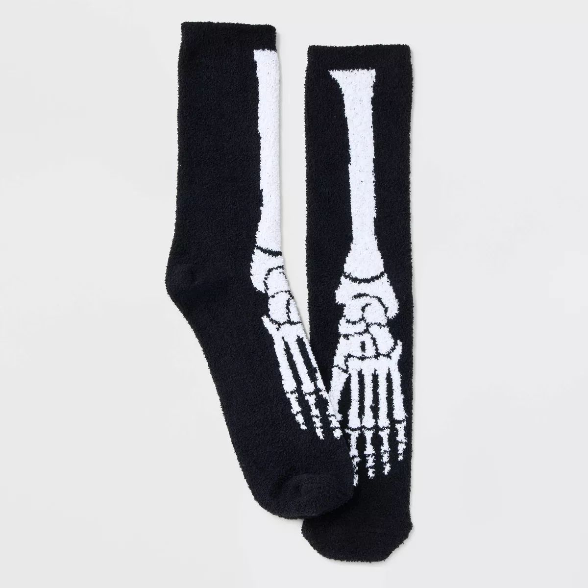 Men's Skeleton Halloween Cozy Crew Socks - Hyde & EEK! Boutique™ White/Black 8-12 | Target