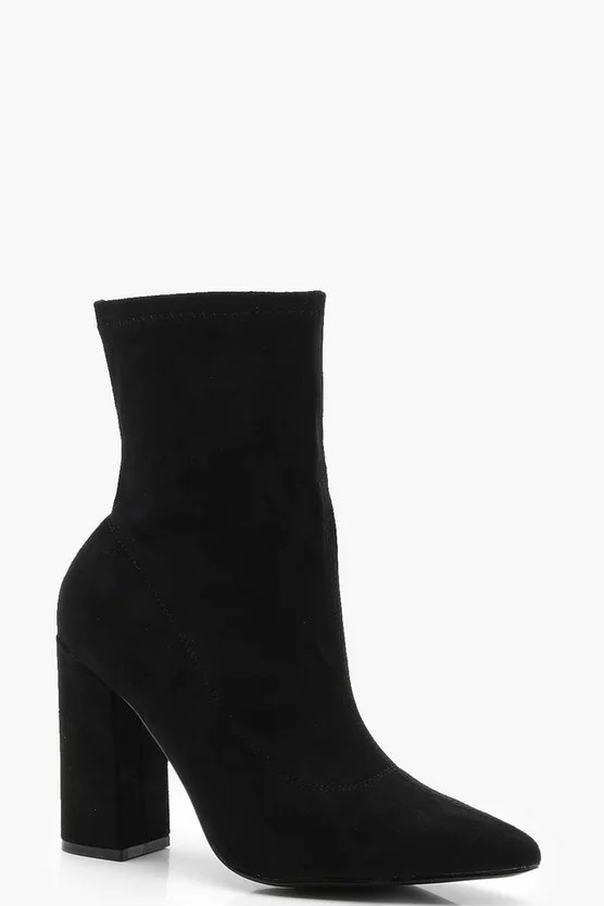 Wide Fit Block Heel Sock Boots | Boohoo.com (US & CA)