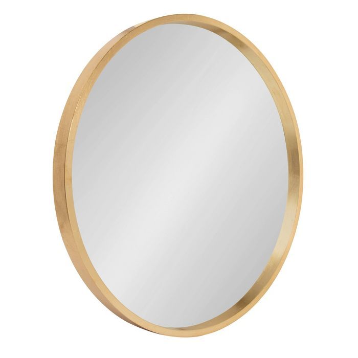 22" x 22" Travis Round Wood Accent Wall Mirror Gold - Kate and Laurel | Target