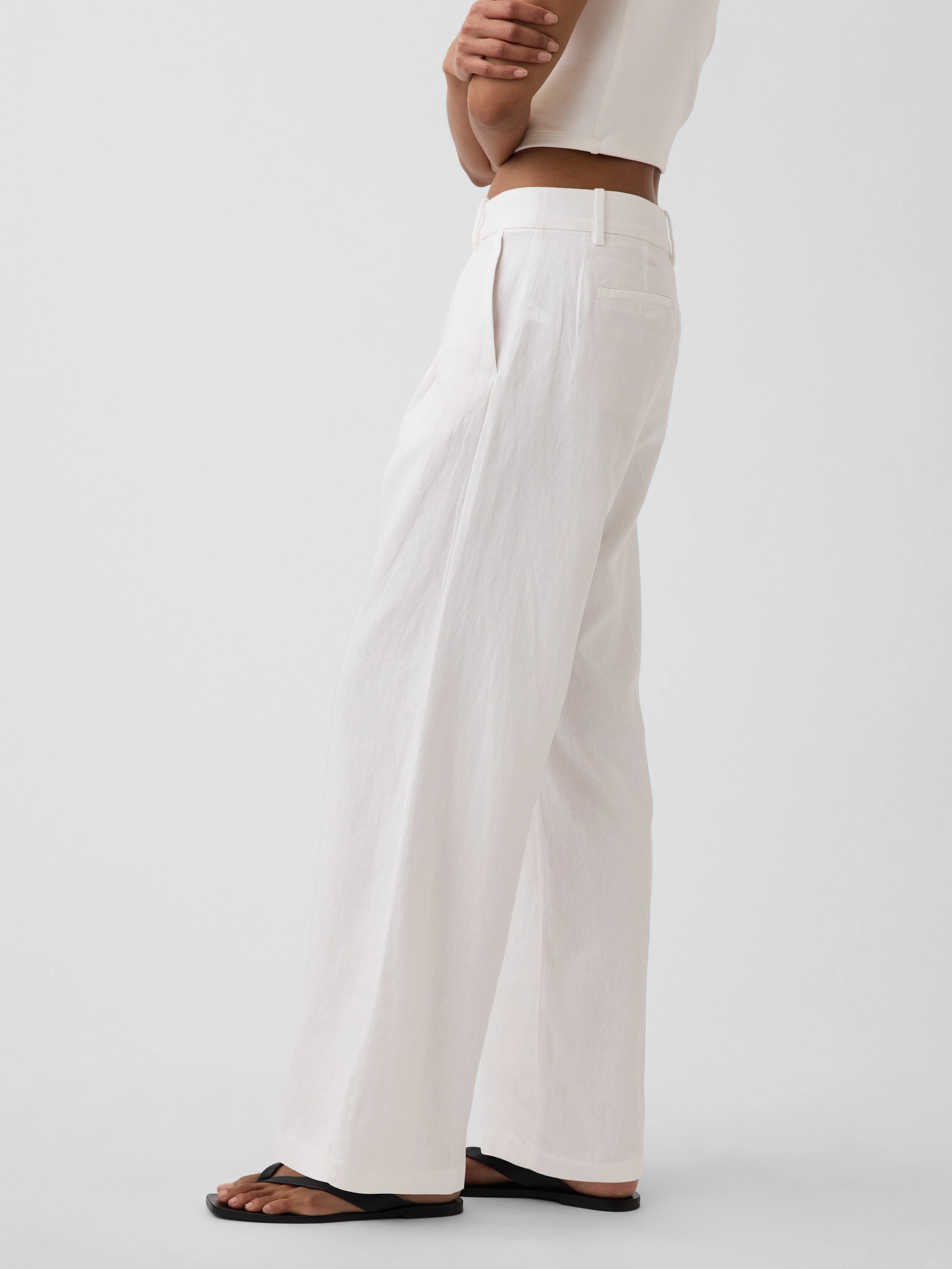 365 Low Rise Linen-Blend Trousers | Gap (US)
