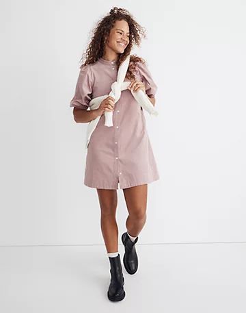 Corduroy Puff-Sleeve Mini Dress | Madewell