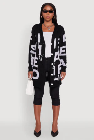 Alphabet Fringe Detail Cardigan | Rainbow Shops