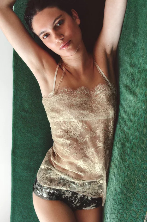 METALLIC THREAD LACE TOP | Zara US