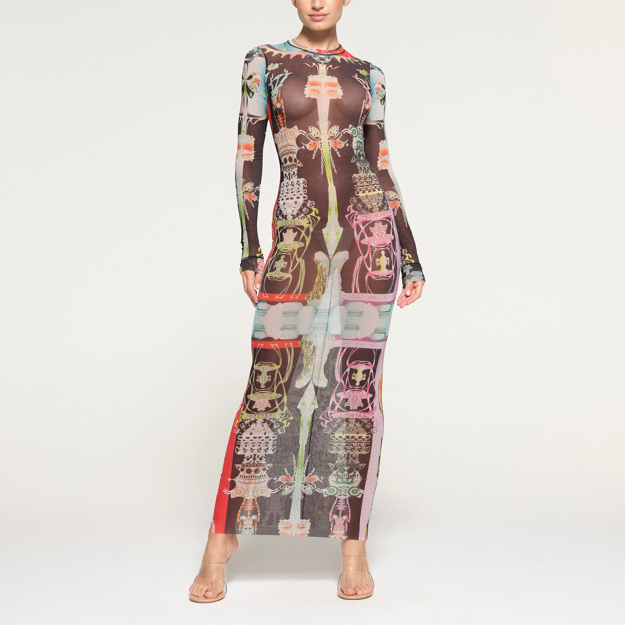 SKIMS Long Sleeve Dress | Red | Large | Summer Mesh | SKIMS (US)