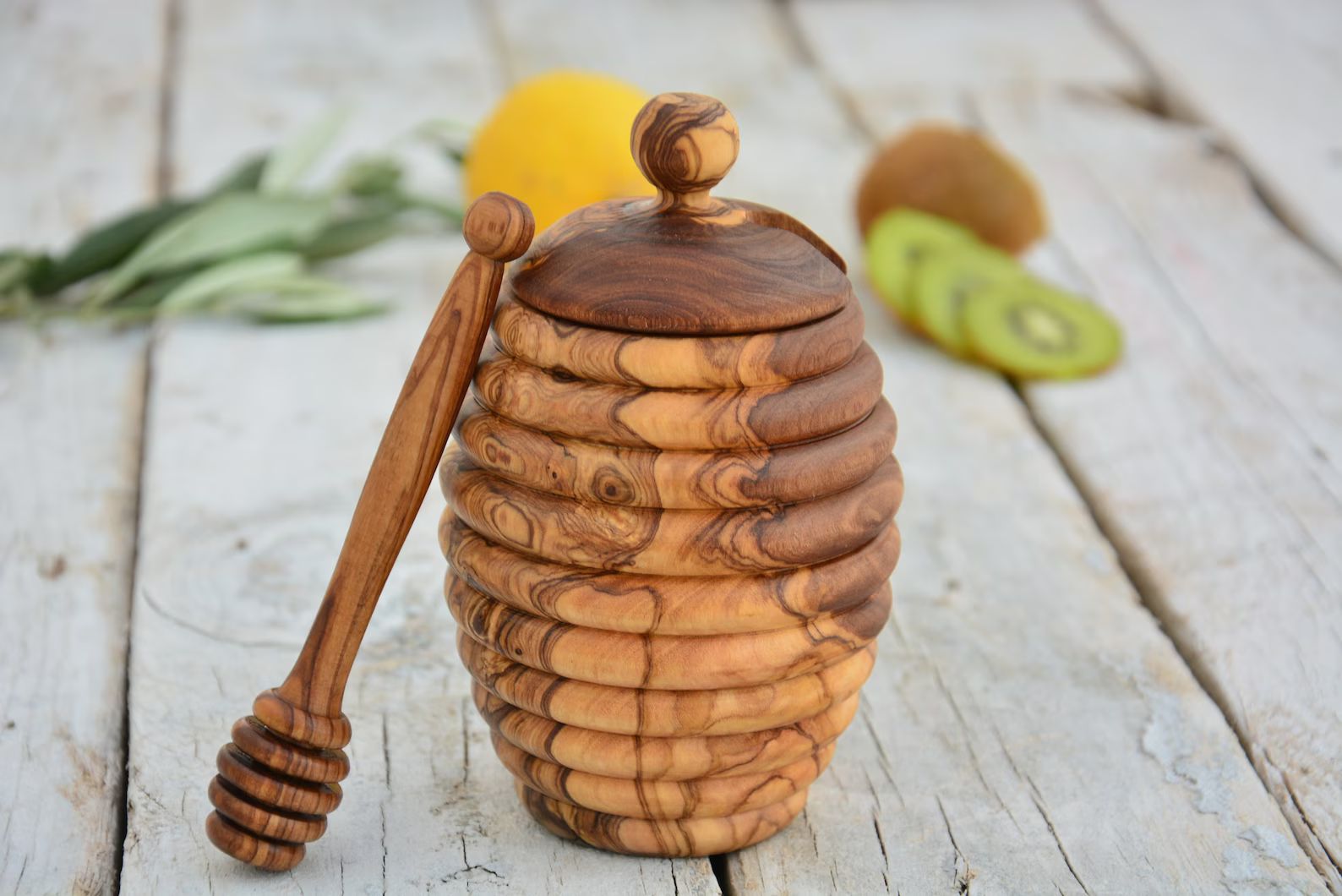 Bee Hive Shape Honey Jar Honey Pot Wooden Honey Holder - Etsy | Etsy (US)