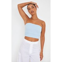 Blue Snatched Rib Tube Top | PrettyLittleThing CAN
