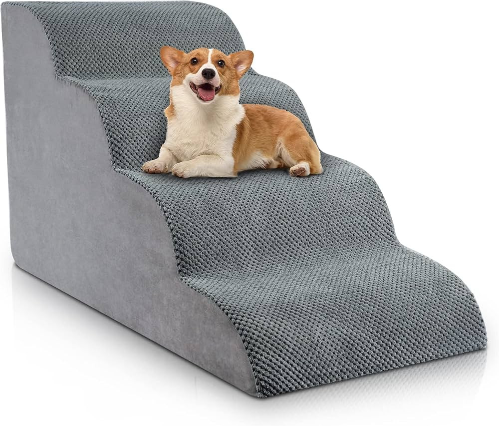 Chic Threads Dog Stairs for High Beds, 4-Step Dog Steps for Couch, Pet Stairs for Small Dogs and ... | Amazon (US)