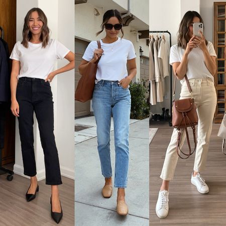 Spring/summer straight leg jeans - currently on sale for under $100 at everlane 

Original cheeky jeans coal tts or size down for fitted look - wearing 25 ankle 

90s cheeky in vintage sun bleached blue - recommend sizing down 24ankle 

Original cheeky in ecru tts or size down for a fitted look - wearing 25 ankle, a few sizes left, linked to similar style at Abercrombie that are on sale 

Straight leg / spring summer jeans / petite jeans 

#LTKfindsunder100 #LTKsalealert