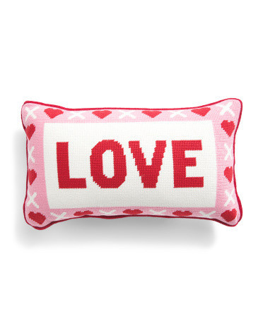 9x15 Love Hearts Needlepoint Pillow | Polyester | Marshalls