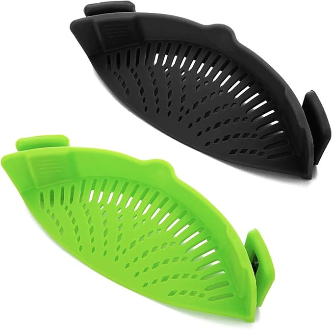 2 Pcs Clip on Strainer, Pot Strainer for Pasta Meat Vegetables Fruit, Silicone Strainers - Fit Al... | Amazon (US)