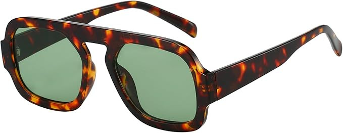 Trendy Square Aviator Sunglasses for Women Flat Top Designer Stylish Frame Sun Glasses Vintage Sh... | Amazon (US)