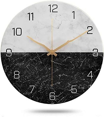 JUSTUP Silent Wall Clock,12 Inch Marble Wall Clock Battery Operated Stylish Elegant Silent Non-Ticki | Amazon (US)