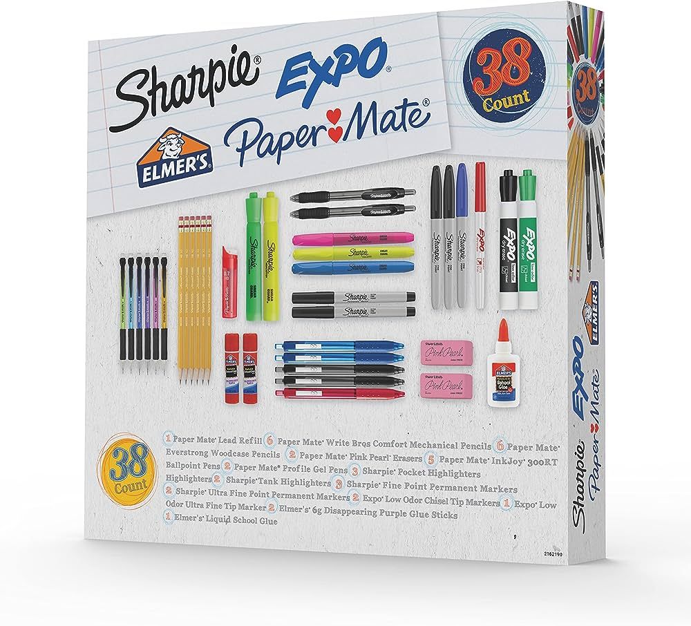 School Supplies Kit, Highlighters, Mechanical Pencils, Glue Sticks, Erasers, Permanent Markers, G... | Amazon (US)