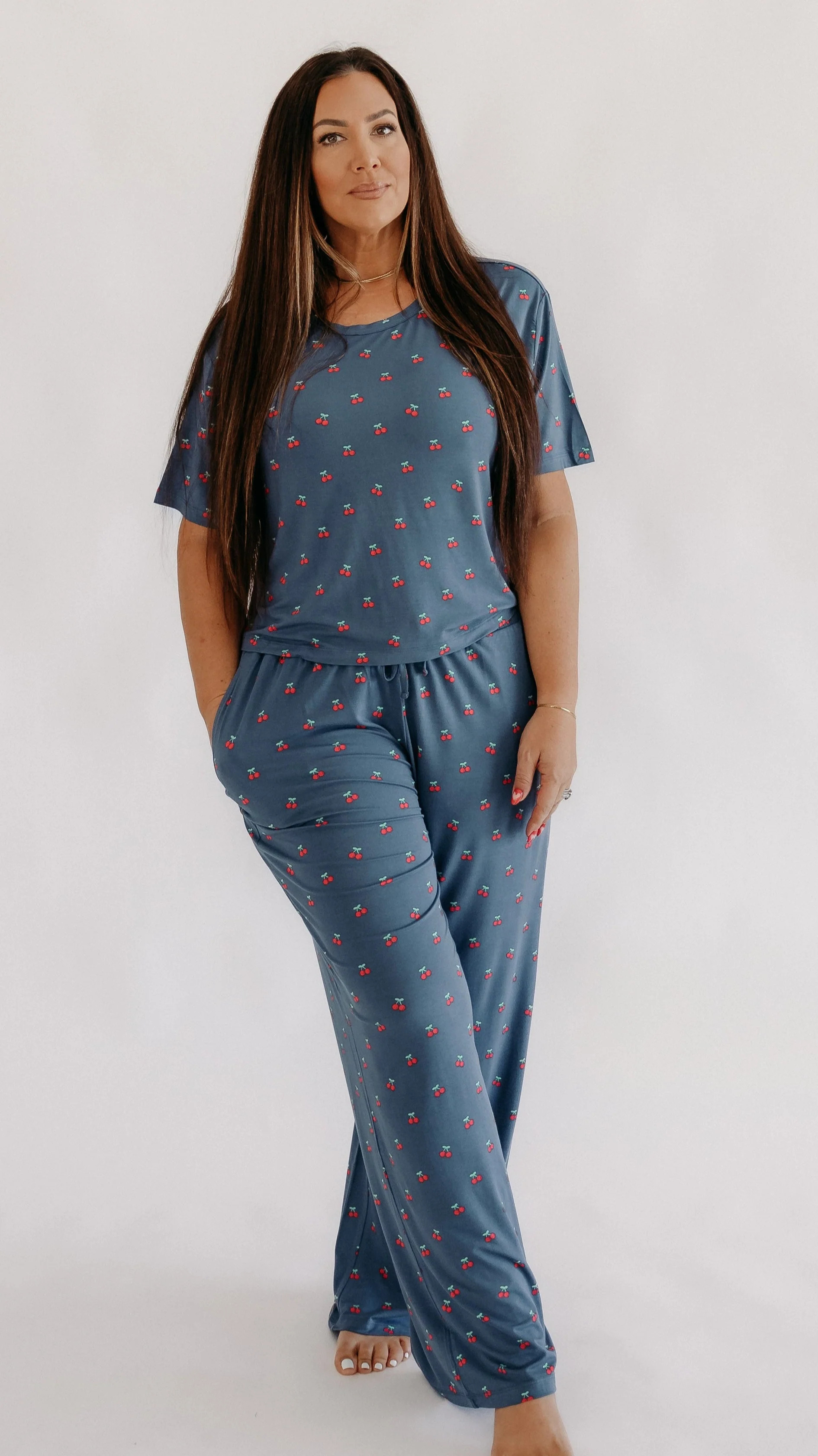 Womens T-Shirt Lounge Set In Cherries | Silks Design