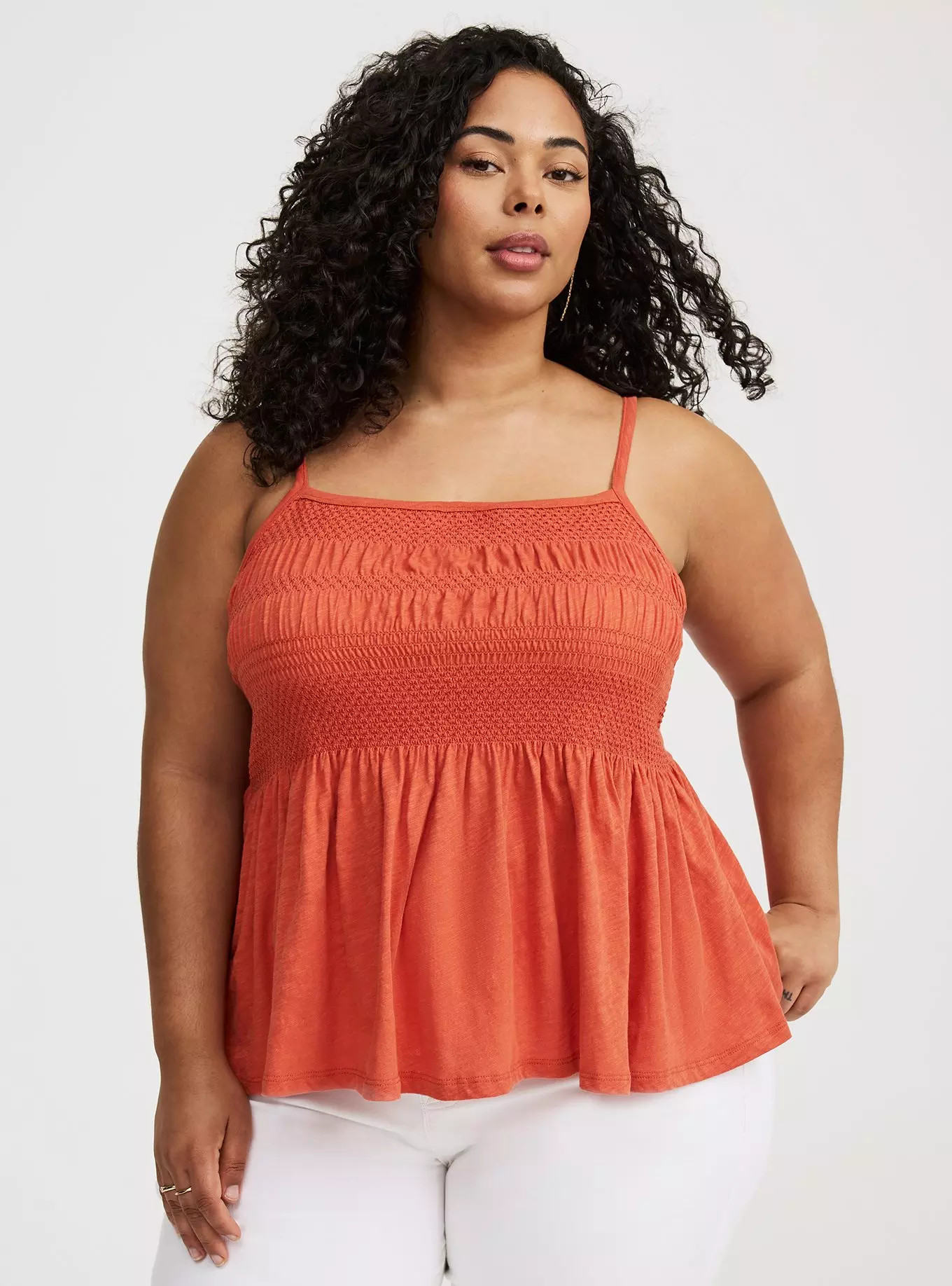 Square-Neck Ruched Babydoll Tank | Torrid (US & Canada)