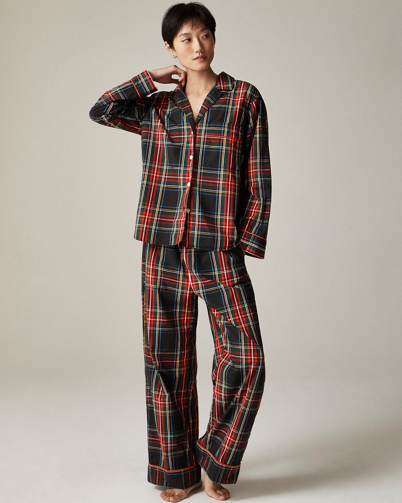 Pajama pant set in Stewart tartan cotton poplin | J. Crew US