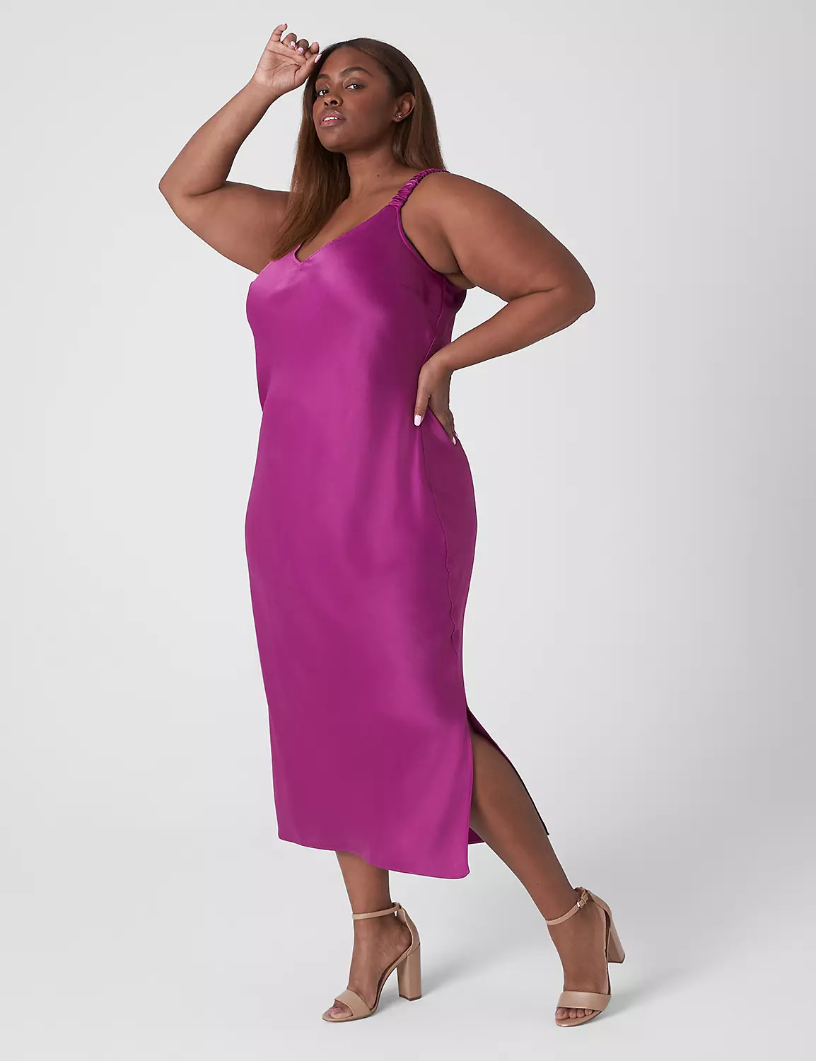 Ruched-Strap Bias Cut Slip Dress | LaneBryant | Lane Bryant (US)