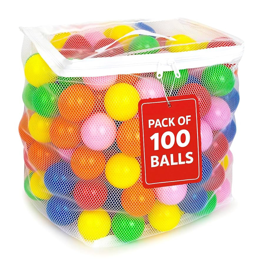 Play Balls for Ball Pit, Plastic Crush Proof, Phthalate & BPA Free, Assorted Colors. (100 Balls) | Amazon (US)