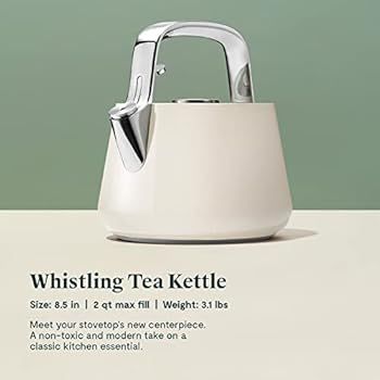 Caraway 2 Quart Whistling Tea Kettle - Durable Stainless Steel Tea Pot - Fast Boiling, Stovetop A... | Amazon (US)