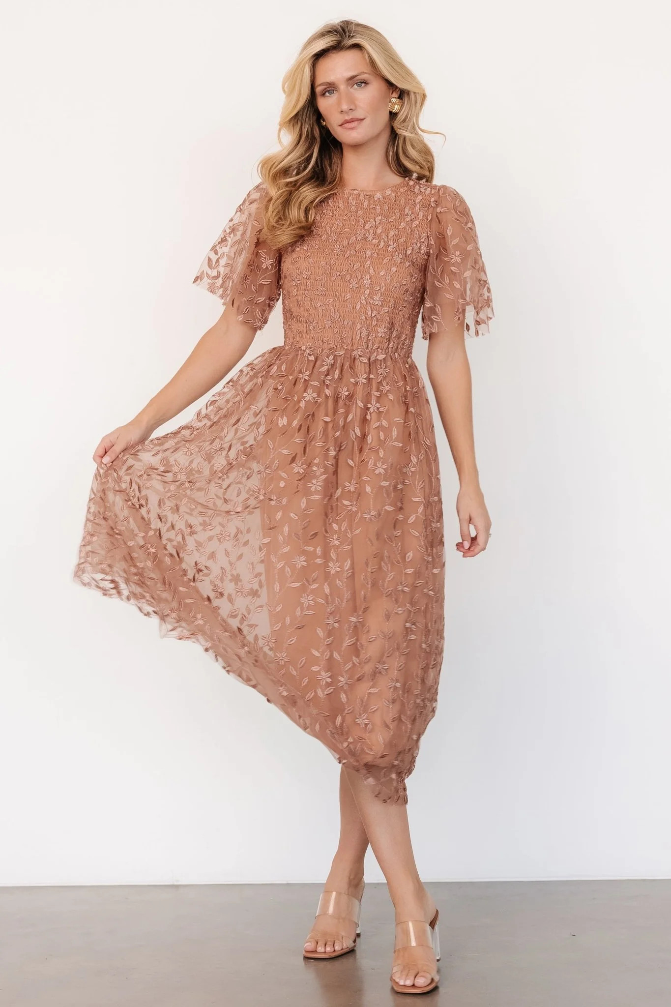 Kendra Embroidered Dress | Nude Rose | Baltic Born