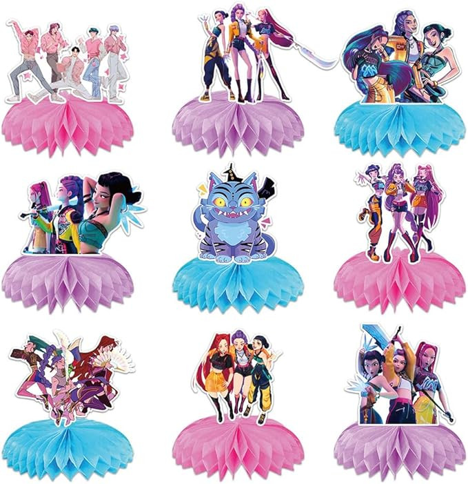 K Pop Demon Birthday Party Supplies , 9Pcs Honeycomb Centerpieces for Toy K Pop Demon Decorations... | Amazon (US)