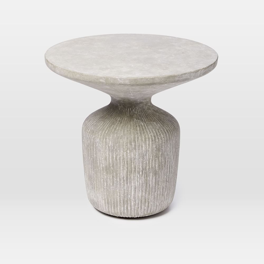 Tambor Concrete Outdoor Drum Side Table | West Elm (US)