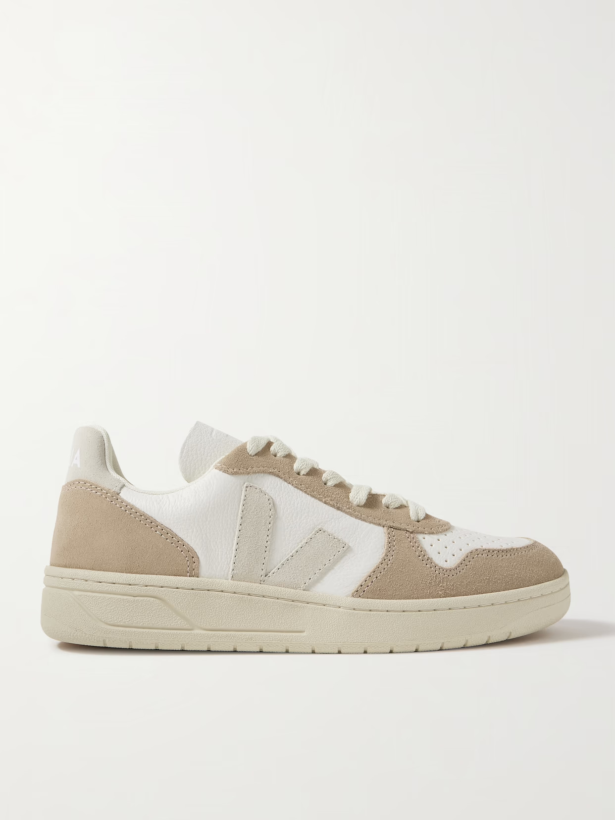 Veja - V-10 Suede-trimmed Leather Sneakers - Brown | NET-A-PORTER (US)
