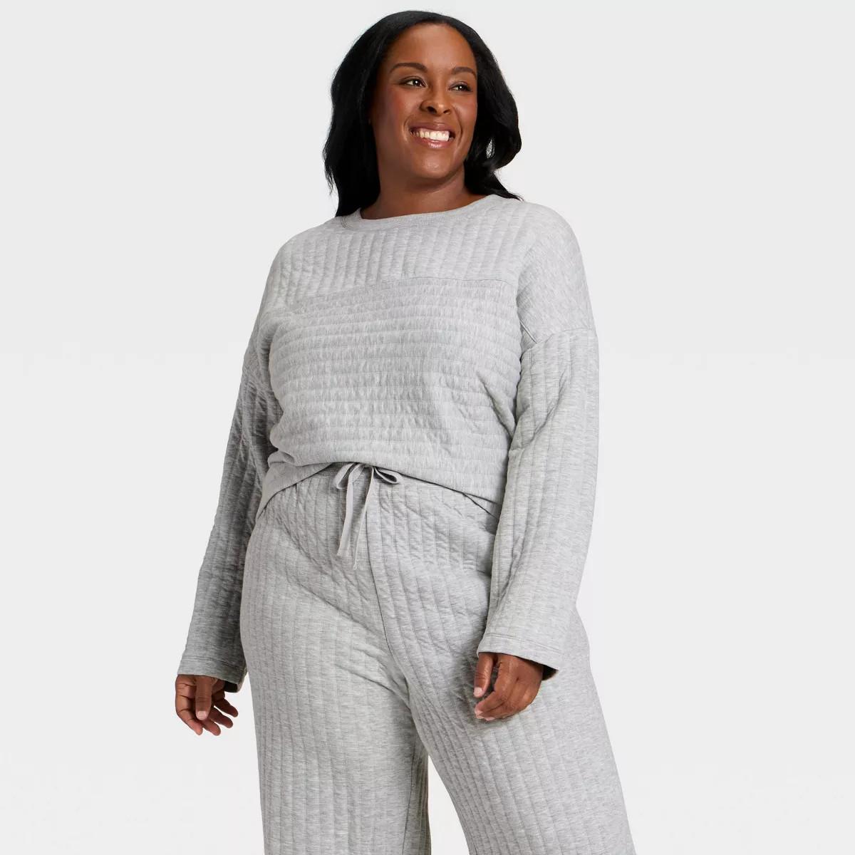 Women's Quilted Lounge Sweatshirt - Auden™ Gray 1X | Target