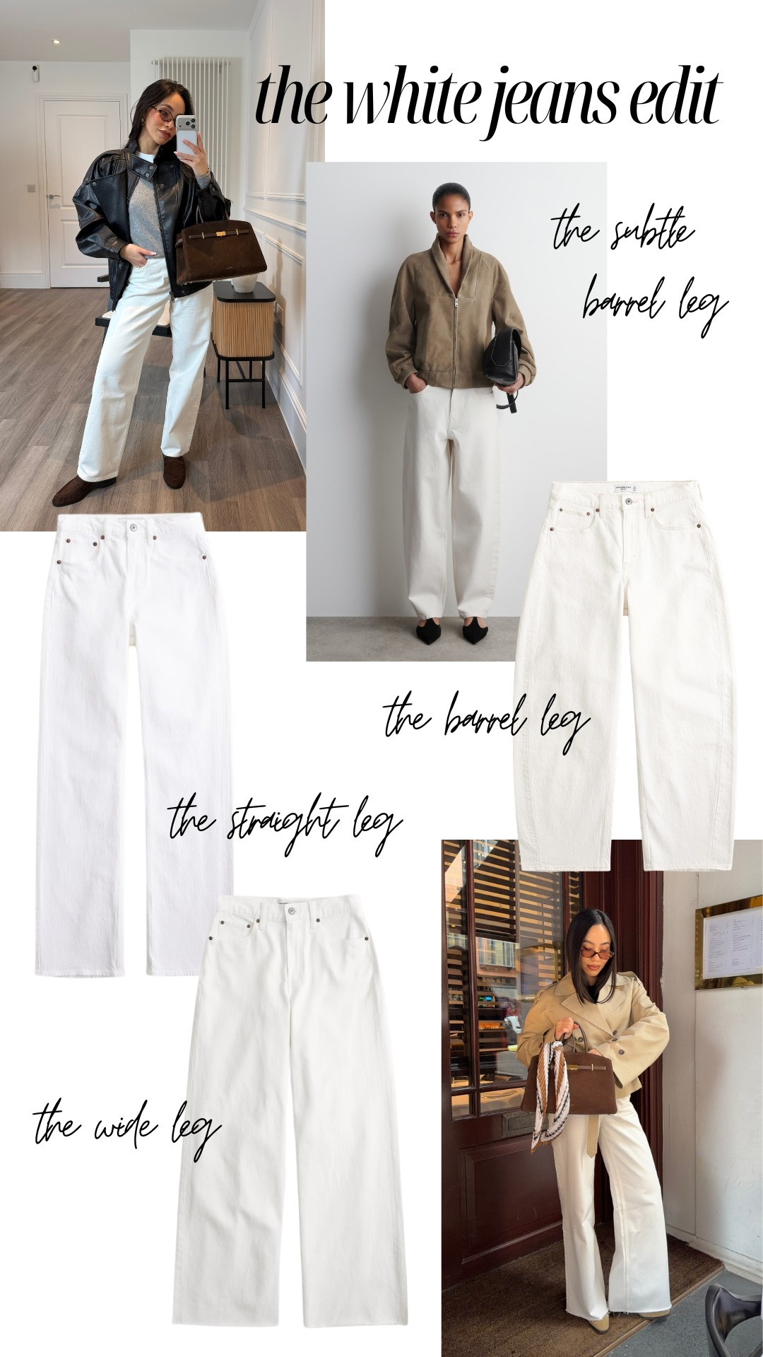 The white jeans edit - denim perfect for spring! From Abercrombie and Cos, barrel leg, straight and wide cut jeans 

 #LTKjeans #LTKstyletip

#LTKspring