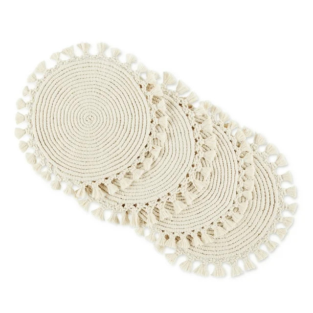 Better Homes & Garden Macrame Fabric Placemat Set, Natural, 4 Piece | Walmart (US)
