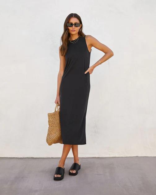 Cammie Side Slit Maxi Dress - Black | VICI