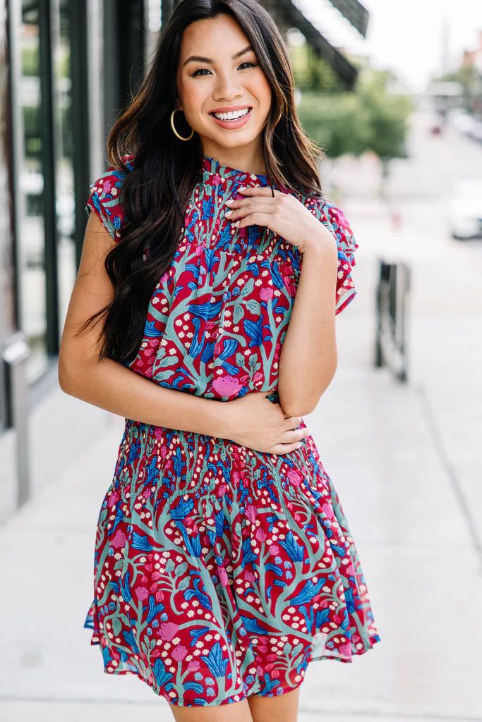 Treat Yourself Burgundy Red Floral Dress | The Mint Julep Boutique