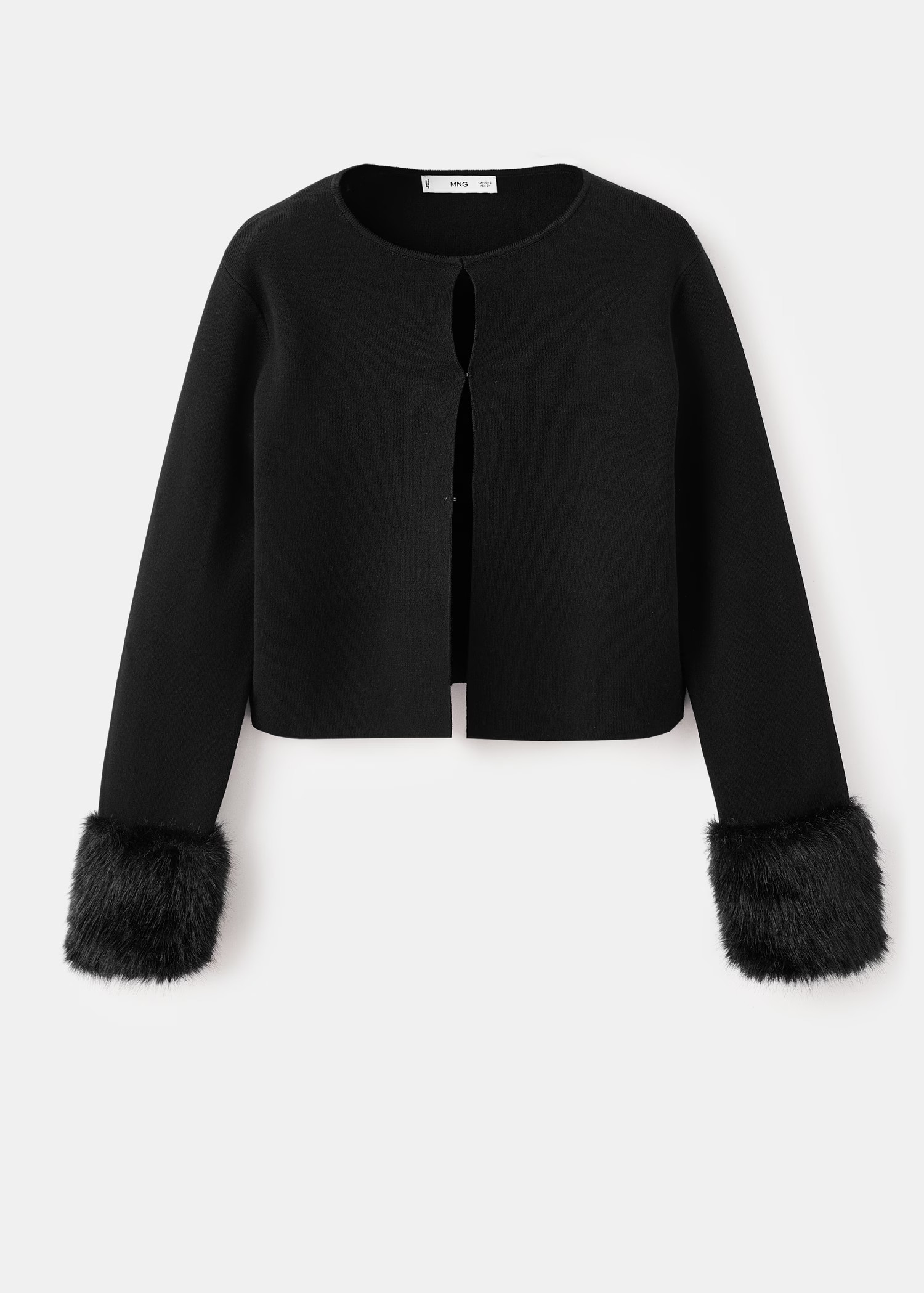 Cardigan with faux-fur cuffs | Mango (US/MX/AU)
