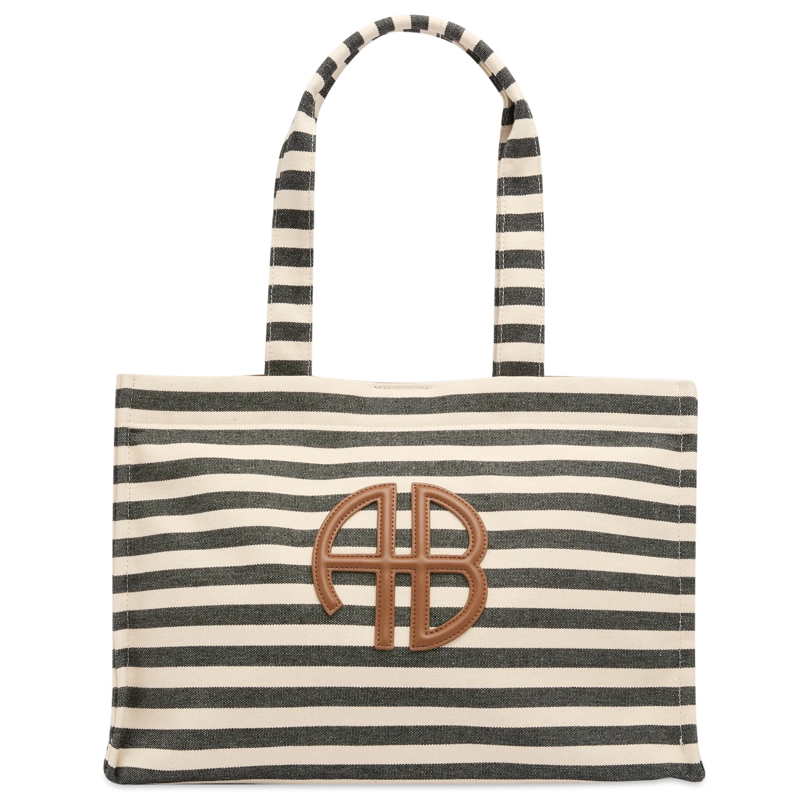 Anine Bing Women's Lara Stripe Tote in Black/Natural Stripe | END. Clothing