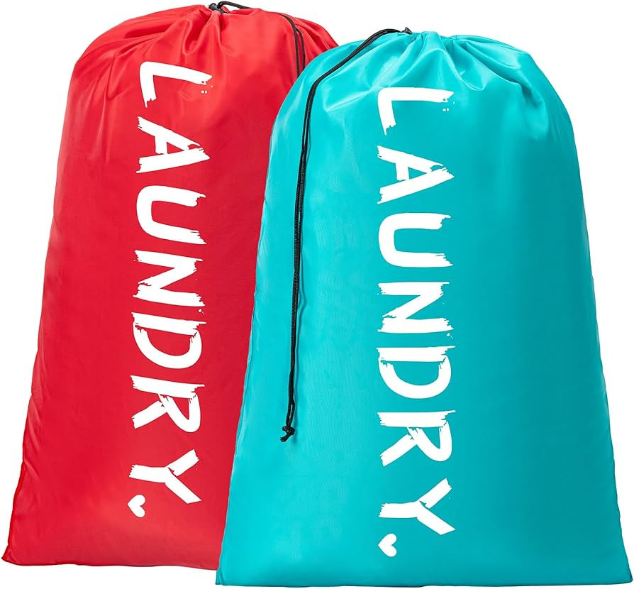 2 Pack XL Travel Laundry Bag, Machine Washable Dirty Clothes Organizer with Drawstring,Large Enou... | Amazon (US)