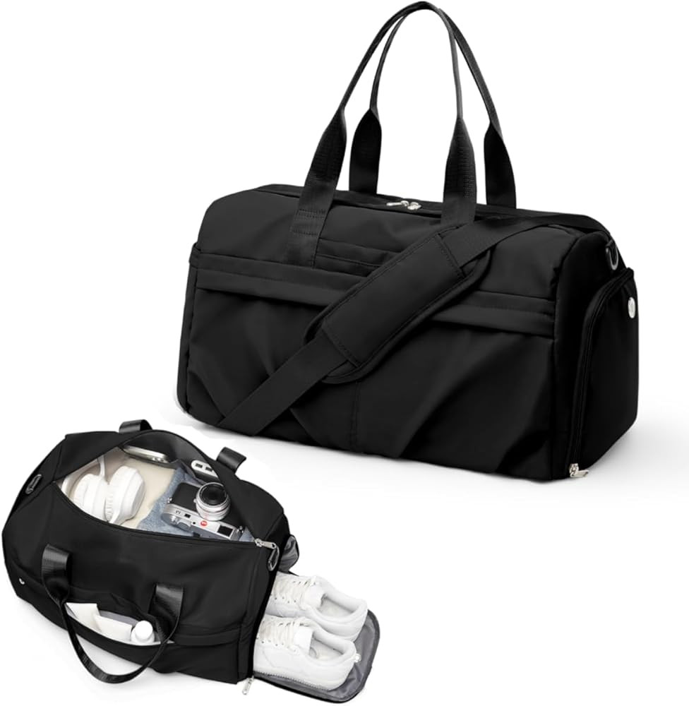 Gym Bag for Women Men with Shoe Compartment, Sport Duffel Bag, Waterproof Travel Weekender Overni... | Amazon (US)