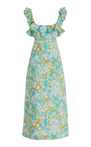 High Tide Frilled Linen Midi Dress | Moda Operandi (Global)