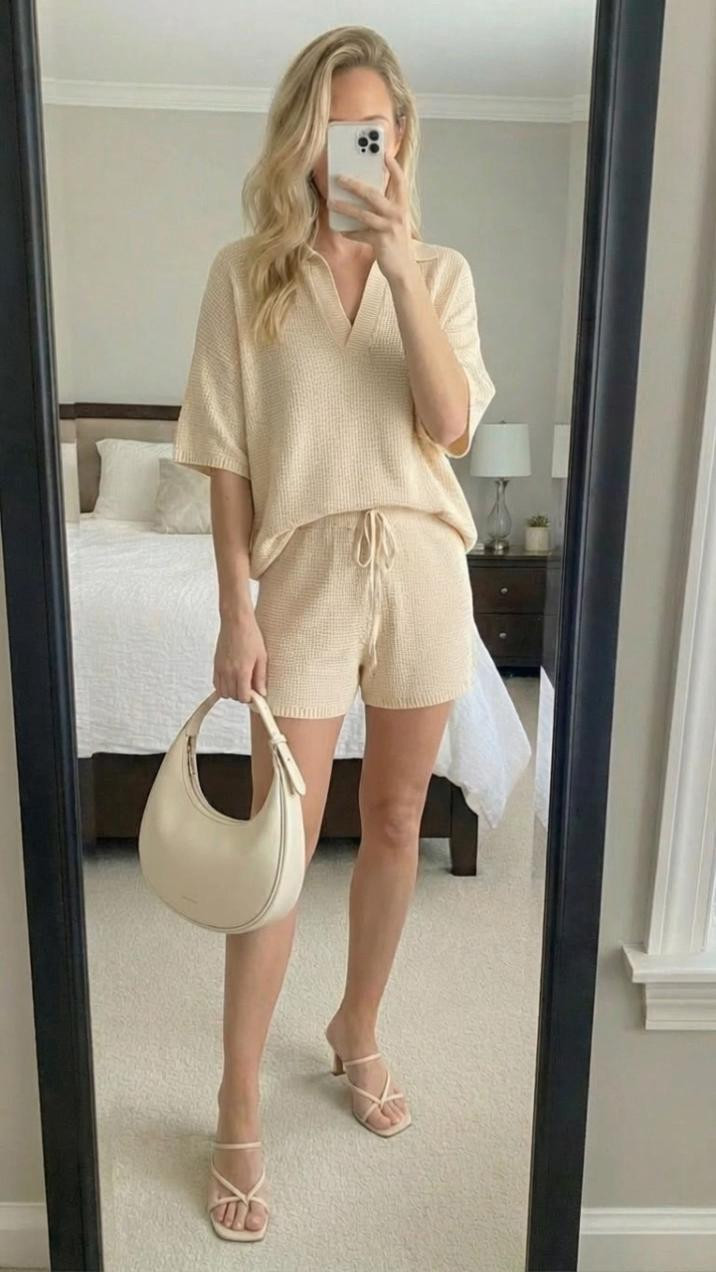 A women’s 2-piece sweater set with an oversized 3/4-sleeve V-neck top and high-waisted shorts is a popular loungewear style designed to be both comfortable and stylish. These matching knit sets usually feature a relaxed sweater top paired with elastic-waist shorts, creating an effortless outfit you can wear at home, on vacation, or for casual errands.

What Makes This Style Popular

Oversized knit top: Typically loose-fitting with a V-neck and relaxed sleeves for a cozy look.

High-waisted shorts: Often include an elastic or drawstring waistband for comfort and flexibility.

Soft knit fabric: Materials like viscose, polyester, or knit blends keep the set lightweight and breathable.

Versatile wear: Designed for lounging, casual daily wear, travel, or even styled as a cute summer outfit.

Matching lounge sets like these have become popular because they’re easy “one-and-done” outfits that look styled without effort—something many women love for casual days or travel outfits.

How People Style It

You can wear the set several ways:

Casual: Sneakers or slides + crossbody bag

Vacation: Sandals + straw hat

Cozy at home: Barefoot or slippers

Styled separately: Pair the sweater with jeans or the shorts with a tank 

 