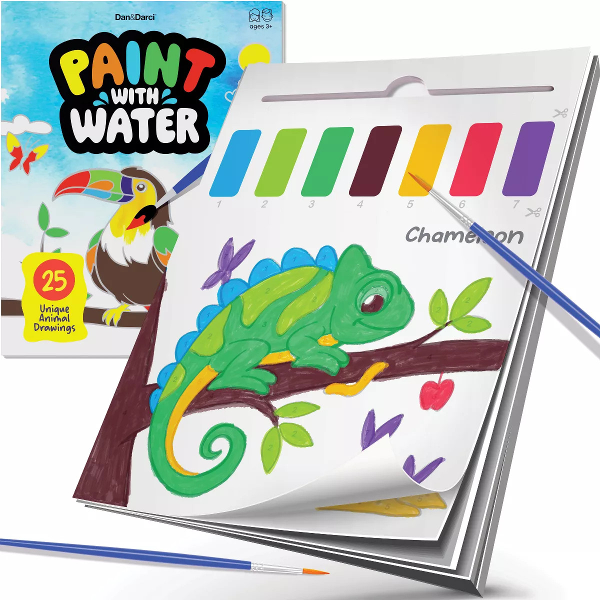 Dan&Darci Paint with Water Book - 25 Unique Animal Drawings, Includes Brush & Tear-Out Pages, Gif... | Target