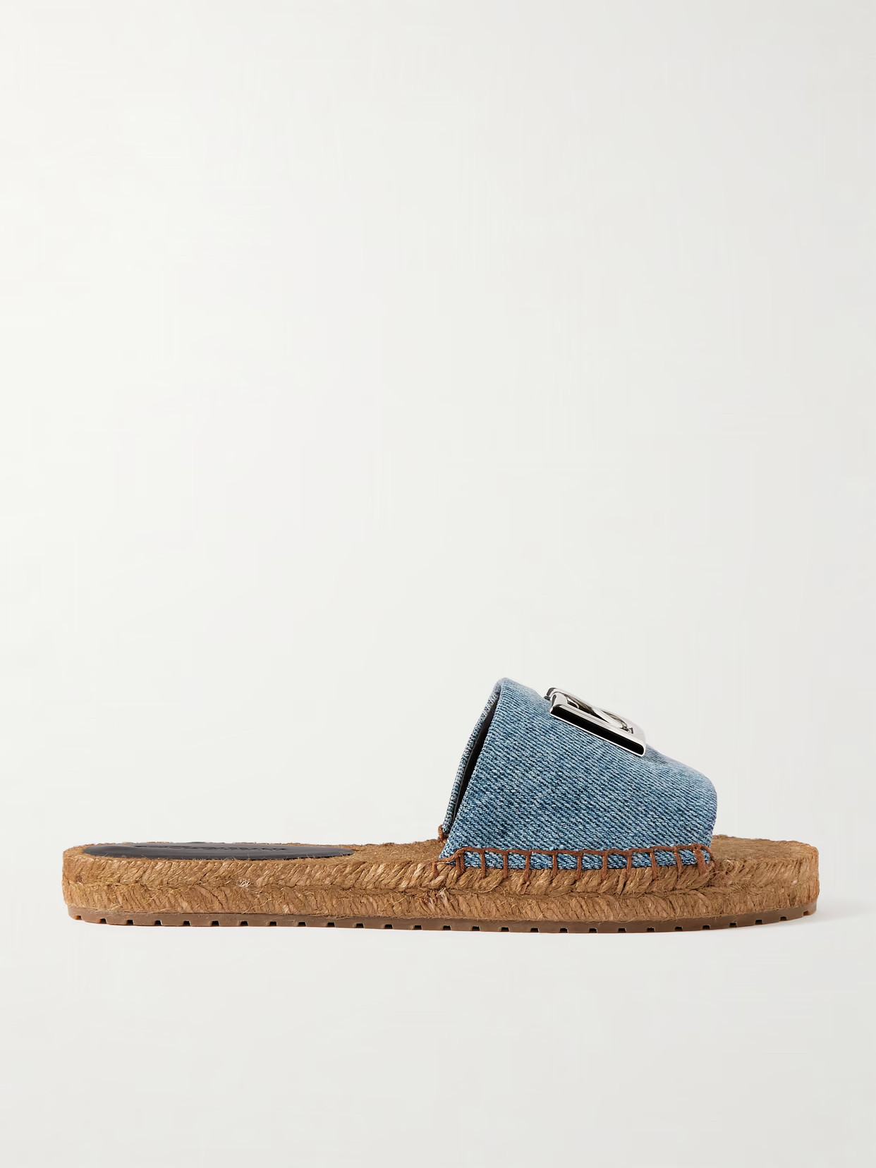 Dolce & Gabbana - Embellished Denim Espadrille Slides - Blue | NET-A-PORTER (US)