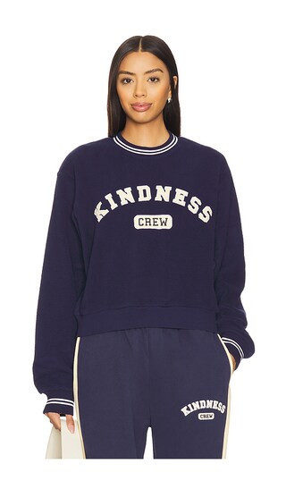 The Mayfair Group Kindness Crew - Teddy Fitted Crewneck in Navy. - size S/M | Revolve Clothing (Global)